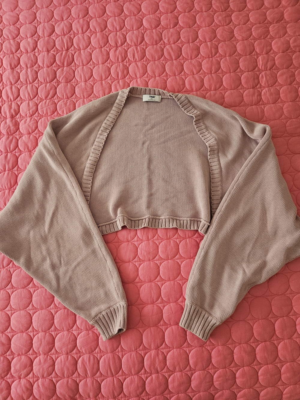TNA Cropped Knit Bolero Cardigan - Dusty Mauve Gramercy Shrug Size 2XS